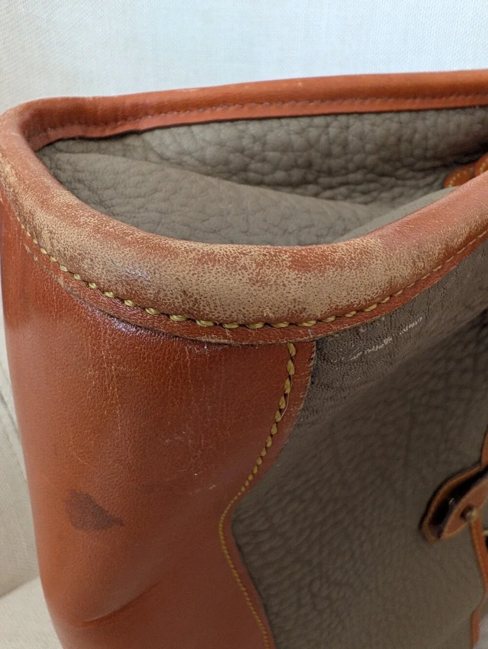 Vintage Dooney & Bourke All-Weather Leather Satchel Tan & Brown Bag